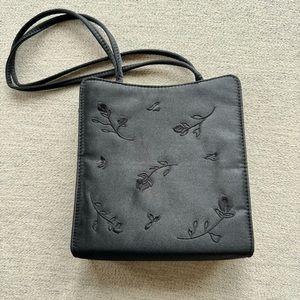 Gap satin handbag black embroidered